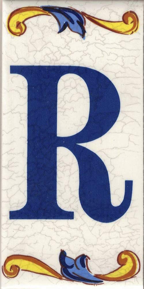TORO DEL ORO House Numbers, Tile Numbers and Letters, Ceramic Decal, Crackle Style, Names and Addresses, Craquelé Design, 5.4 x 10.6 cm