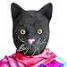 CreepyParty Deluxe Novelty Halloween Costume Party Latex Animal Cat Head Mask Black