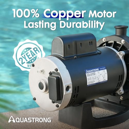 Aquastrong PB4-60 Pool Booster Pump, Pure Copper Motor, 3/4 HP, Dual Voltage 115V/230V, Low Noise, Wide Compatibility, Easy Installation for Pressure-Side Pool Cleaners Vac-Sweep 280, 380, 3900-Black