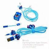 Tospania Cable Protector/Wire Organizer/Pet Cord Protector/DIY Wire Protector, Spiral Cable Cover Wrap Strain Relief Tube Charger Cord Sleeve Compatible for iPhone iPad iPod iWatch Series (Stitch)