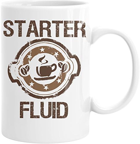 Quick Start Starter Fluid 15 Ounce Large White Ceramic Cup Mug (White)