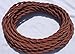 25' Black/Burnt Copper Cloth Cord - 25 ft Vintage Style Twisted Wire Lamp or Speaker wire - 18/2 electrical Cloth Cord