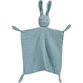 PEIPEIWU Organic Cotton Muslin Lovey Blanket, Organic Cotton Muslin Bunny Security Blanket Soft & Breathable Lovie Baby Gifts for Boys and Girls