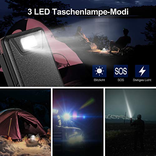 IEsafy 26800mAh Solar Powerbank mit 4 Solar Paneel große Kapazität Solar Ladegerät, geeignet für iPhone, Samsung, iPad, Huawei