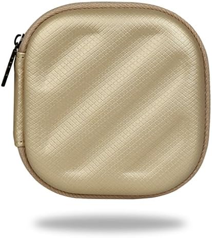 Headphone Eva Hard Case, Storage Bag for Earphone, Headphone, iPod, MP3/MP4 Bluetooth (Square, Gold)