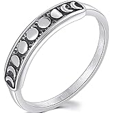 Jude Jewelers Retro Vintage Stainless Steel Moon Phase Shape Crescent Stacking Wedding Band Promise Ring