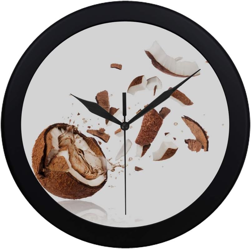 Chawzie Modern Simple Tropical Summer Coconut Fruit Wall Clock Indoor Movement Wall Clcok for Office,Bathroom,livingroom Decorative 9.65 Inch