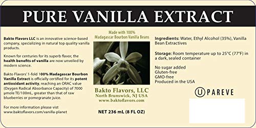 Bakto Flavors 8 OZ Pure Vanilla Extract - 100% Madagascar
