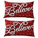 FOOZOUP Pack of 2 Christmas Pillow Cases Rectangle Cotton Linter Home Decor Clearance Cushion Cover for Sofa Couch 12 X 20 Inches