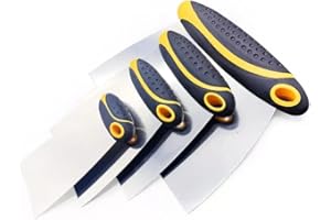 4-Piece Set of Stainless Steel Body Filler and Putty Spreaders/Scraper Set with Handles - Sizes: 2", 3", 4" and 6" | Repairin