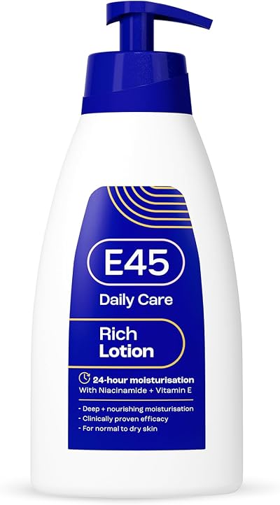 E45 Rich Skin Lotion 400 ml with Evening Primrose Oil – Lightweight, Fast