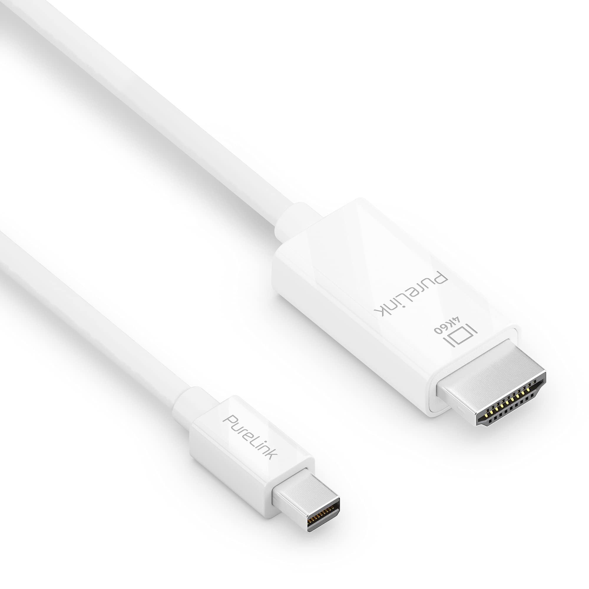 PureLink Mini DisplayPort to High Speed HDMI Cable, 4K Ultra HD 60Hz, 18GB/s Bandwidth, Gold-Plated Connectors, 1.50 m, White