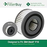 FilterBuy Dirt Devil F15 (F-15) Washable HEPA Replacement Filter, Part # 1-SS0150-000, 3-SS0150-001. Designed by FilterBuy to fit Dirt Devil Extreme Quick Models 084505, 084506, 084507