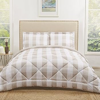 Amazon.com: PH 3 Piece King Khaki & White Comforter Set
