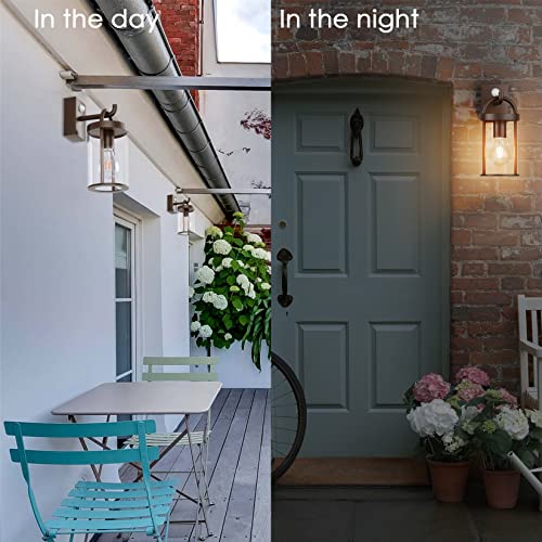 Klighten Vintage Outdoor Wall Lamp, E27 Wall Light with Motion Sensor, Industrial Wall Lights, Industrial Wall Light, 40W Max, IP44, Rust Red, Not Included Bulb