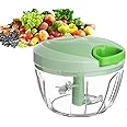 Vegetable Chopper Manual Food Chopper with Container, Hand Pull String Veggie Cutter for Salad Garlic Nut Onion