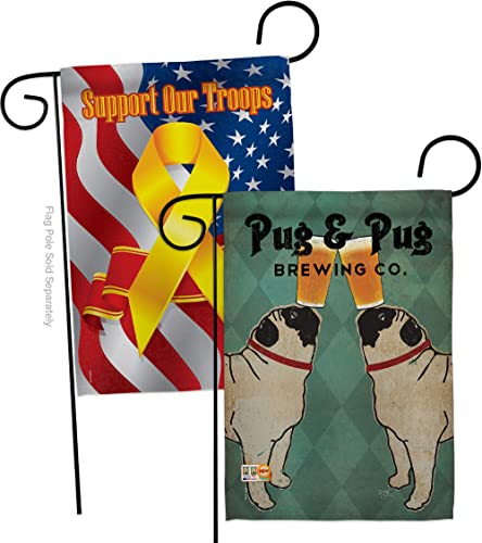 Breeze Decor Pug and Brewing Garden Flag Pack Dog Puppy Spoiled Paw Canine Fur…