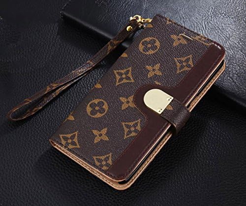 Wallet Case for iPhone 6 and iPhone 6s 4.7 inch Luxury Designer Monogram Style Buckle flip fold Magnetic Wallet Credit Card Slot and Wrist Lanyard