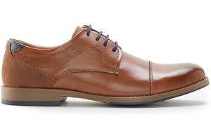 Yellow Shoes Ezra Men’s Formal Dress Shoes | Leather Look Vegan Oxford Style with PU Comfort Insole | Classic Almond Toe Busi
