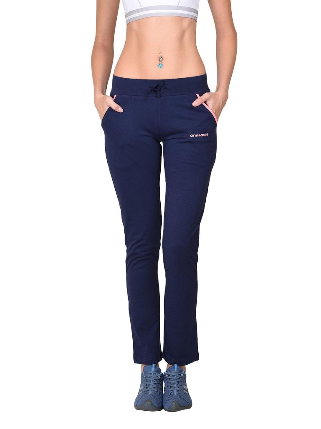 onesport women's 100% cotton jersey navy trackpants(onsp26ny-p)
