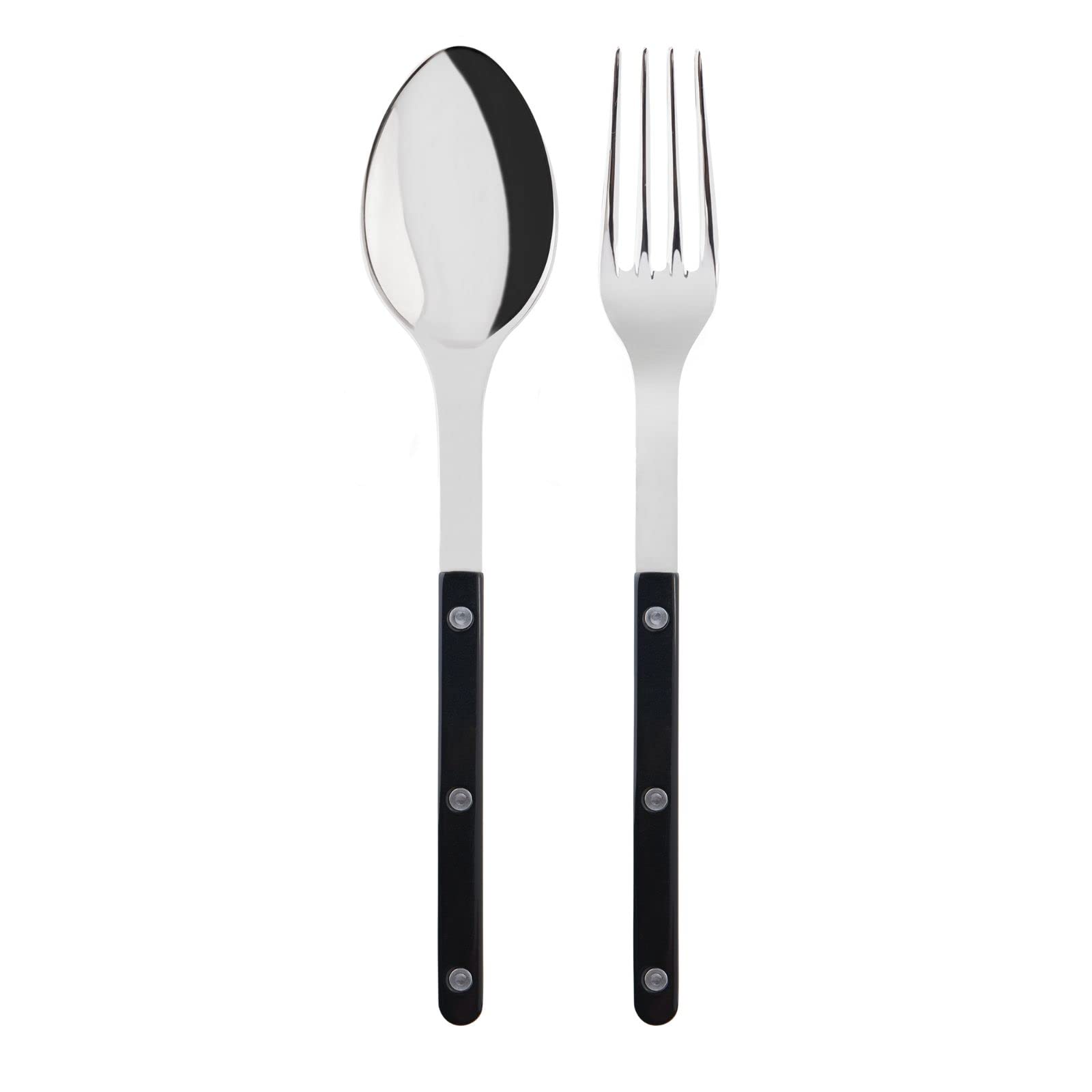 SABRE PARIS - Bistrot 2Pc Serving Set - Serving Spoon - Serving Fork - Premium Stainless Steel - Shiny Black