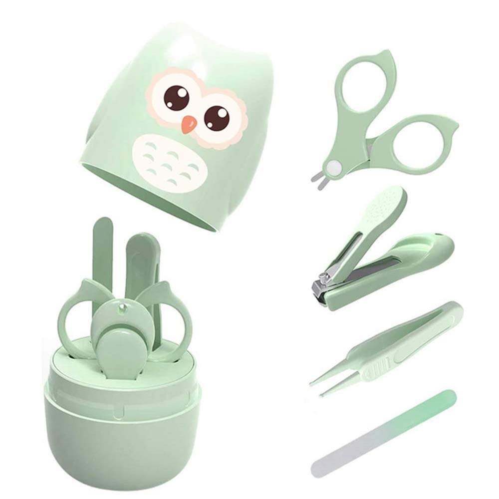 VOARGE Baby Nail Care Set Newborns, Baby Care Baby Manicure Set with Safe Baby Nail Clippers, Scissors, Tweezers and Nail File, Cute Owl Gift Packaging (Blue)