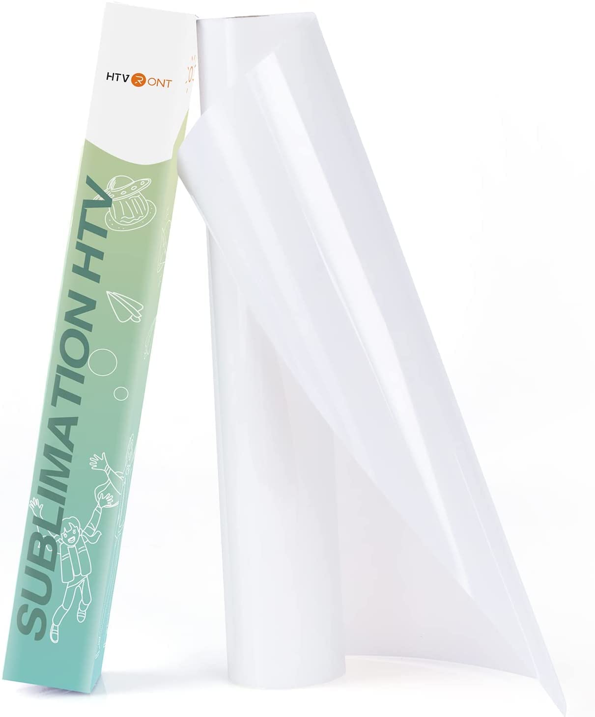 HTVRONT Clear HTV Vinyl for Sublimation - 12" X 5FT Matte Sublimation HTV Vinyl for Light Colored Cotton Fabric-Sublimation Blanks Work with Sublimation Paper