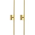 KDG Cordless Wall Sconces Set of 2, Wireless 7000mAh Rechargeable Battery Operated LED Wall Lamps with Remote, 360° Rotate Lightings for Wall Painting, Bedroom, Hallway, Night Light 31.5 inch (Gold)