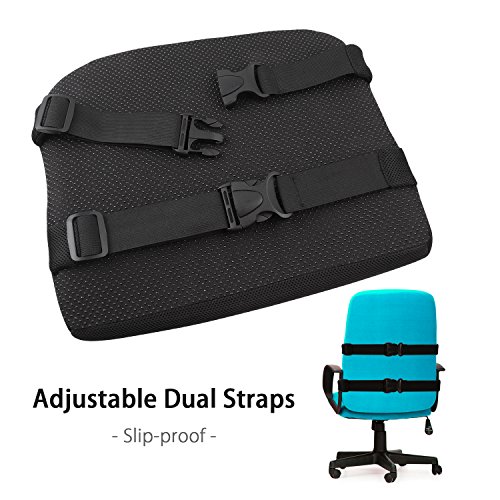 SkyGenius Back Cushion Lumbar Support Pillow for Car Office Chair, W/100% Pure Memory Foam, Slip-Proof Design W/Dual Adjustable Strap. Orthopedic Design for Back Pain Relief Correct Posture - Thumbnail 5