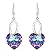 EleQueen 925 Sterling Silver CZ Love Heart French Hook Dangle Earrings Adorned with Swarovski Crystals