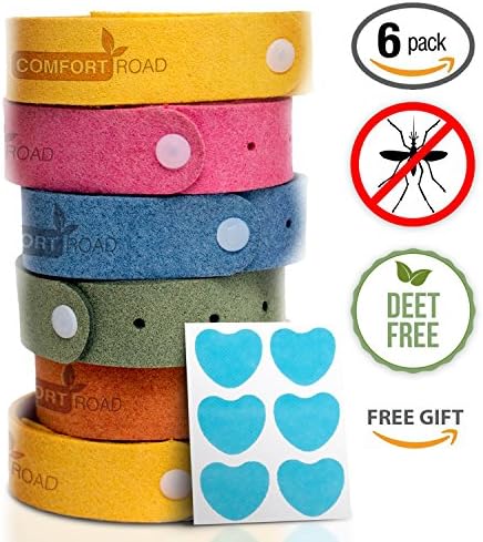 Comfort Road Mosquito,Insect,Bug Repellent Bracelets, Individually-Wrapped Wrist Bands (6 pack), Plus 18 BONUS Patches - Natural Ingredients, Deet-Free, Kid/Pet-Safe