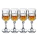 Crystal Wine Glasses Set of 4 by Bella Vino - 5.5 Ounce - Old Fashioned Designed Carved Wine Glass - Lead-Free Short Stem Champagne Goblets - Durable and Dishwasher Safe - for Family Dinner, Parties