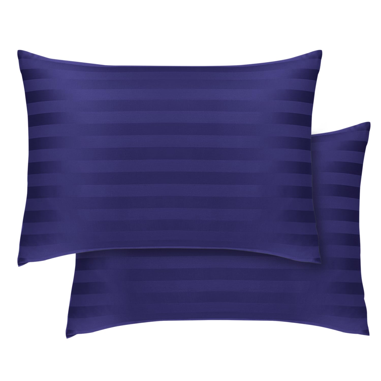 Hafaa Pillow cases 2 Pack - Navy Stripe Pillow Cases Standard Size Pillow Protectors with Envelope Closure Soft & Comfortable Bed Pillows Cover