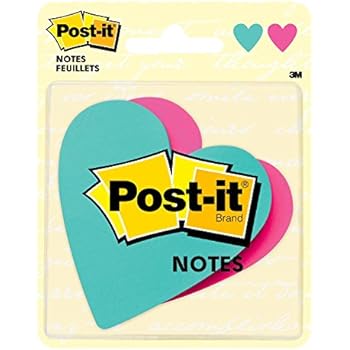 Post-it Super Sticky Notes, 3 in x 3 in, Heart Shape, Assorted Colors, 75 Sheets/Pad, 2 Pads/Pack (7350-T-HRT)