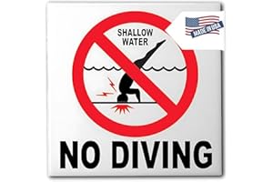 Aquatic Custom Tile - Ceramic No Diving Pool Sign, 5.8" x 5.8", Smooth Finish Markers, Swimming Safety Signage for Concrete Deck & Inground Pools, Made in USA