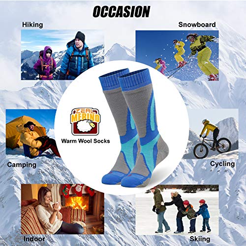 image for Merino Wool Skiing Socks, ZEALWOOD Thermal Socks, Crew Socks,Hiking So