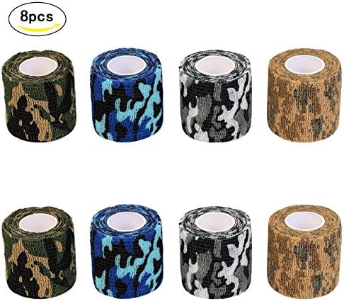 Camouflage Tape,MEZOOM 8 Rolls Stealth Self-adhesive Camo Tapes Protective Bandage for Refle Hunting Camping Outdoor Activities