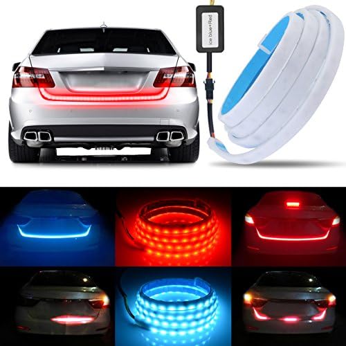 DITRIO Flexible Led Strip Tailgate Light Truck Strip Light, Tail Brake Turn Signal Double Flash Lighting Lights Waterproof Driving Reverse Brake Turn Signal Lamp - Blue &amp; Red Colors 5 Modes