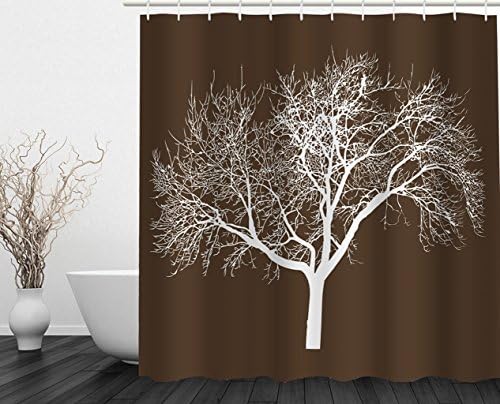 Lebather Fabric Shower Curtains Tree Wooden Print Design Waterproof Decorative Bathroom Curtain for Indoor Outdoor,71 x 71 Inch,Brown
