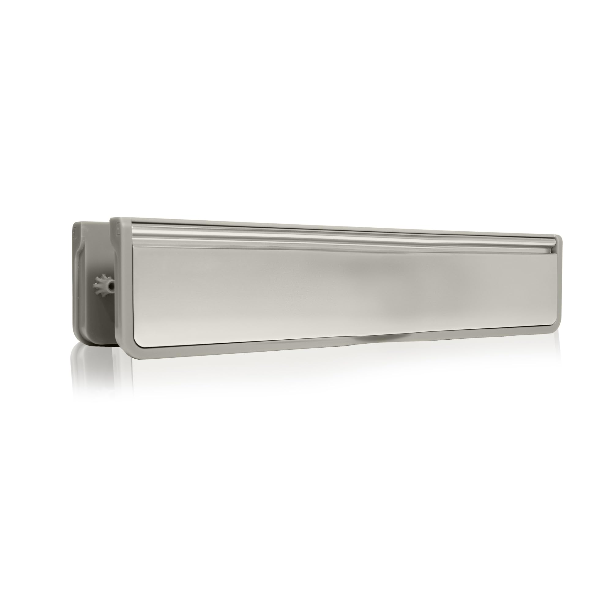 Xfort MailPlate Luxe 12" Letterplate Matt Chrome Trim, Premium Draught Proof Postal Letterbox, Telescopic Sleeved Letter Box for Wooden, Composite and uPVC Midrail Doors with 40-80mm Door Thickness. — image 1