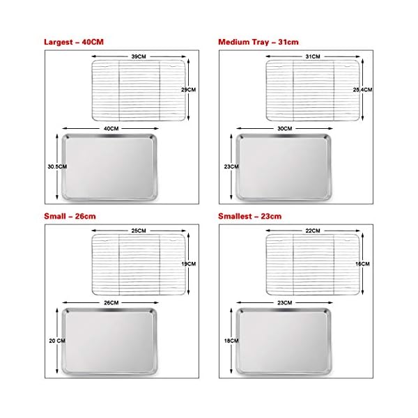 Baking-Tray-with-Rack-Set-4-Sheets-4-Racks-HaWare-100-Stainless-Steel-Rimmed-Cookie-Sheet-PansToaster-Oven-Tray-with-Cooling-Rack-Non-Toxic-Healthy-Rust-Free-Dishwasher-Safe-8-Pieces Baking Tray with Rack Set (4 Sheets + 4 Racks), HaWare 100% Stainless Steel Rimmed Cookie Sheet Pans,Toaster Oven Tray…
