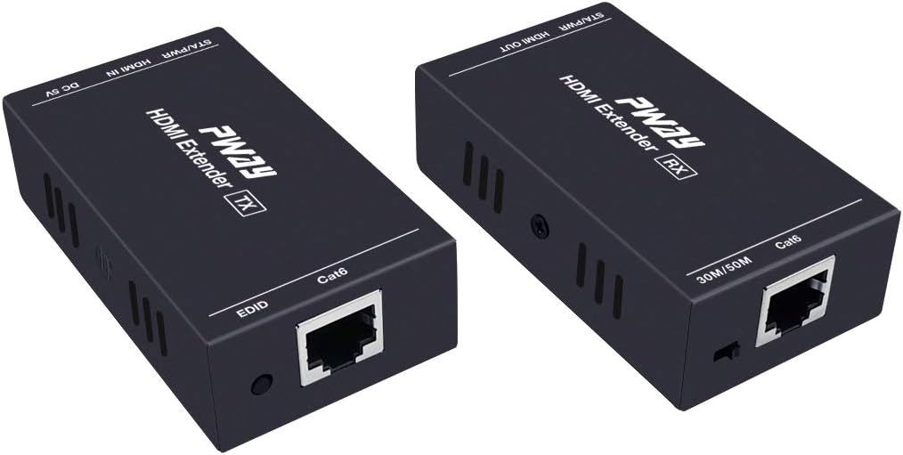 HDMI Extender 50m (164ft) Over Single Cat5e / Cat6 UHD 1080P & 3D Lossless Transmission Support EDID & POC Function
