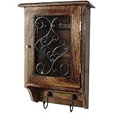 Vian Craftsman' Wooden Wall Hanging Decorative Key Box Rack Cabinet/Hanger (Brown)