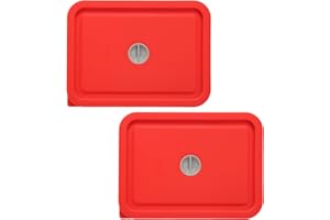 Replacement Lids for Pyrex 7210-PC 3 Cup Rectangle, Silicone Storage Cover Lid for Glass Bowl 2 Pack with Date Mark Red