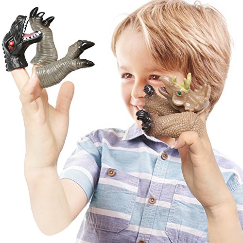 rainbow yuango 36PCS Realistic Dinosaur Finger Puppets Playset Soft Vinyl Rubber Dinosaur Head Finger Puppet with Feet Theaters Doll Model Toy for Kids
