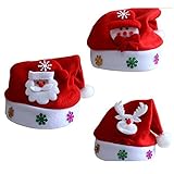 3 pcs Child Christmas Traditional Cap Santa Claus Snowman Reindeer Hat For Kids