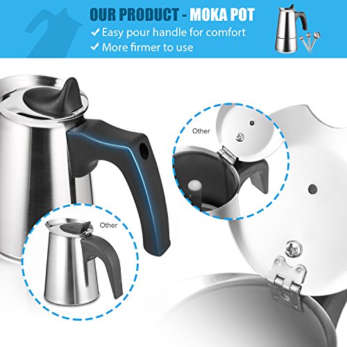 AMFOCUS Stovetop Espresso Maker Coffee Percolator Moka Pot, 2 Cup/100ml