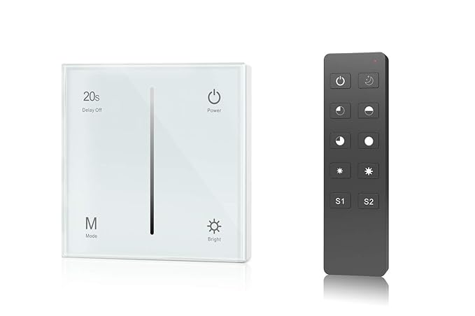 Dimmer-Panel mit Funk für LED bis 240W, Touch-Schalter 230V universal für Phasenabschnitt & -anschnitt, Wandschalter-Controll