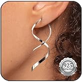 Kenivira Gold/Silver Spiral Threader Earrings for Woman Trendy,18K Gold Plated/Silver Twisted Curved Dangle Drop Earrings Hypoallergenic, Long Pull Through Earrings Jewelry Gifts Non Tarnish