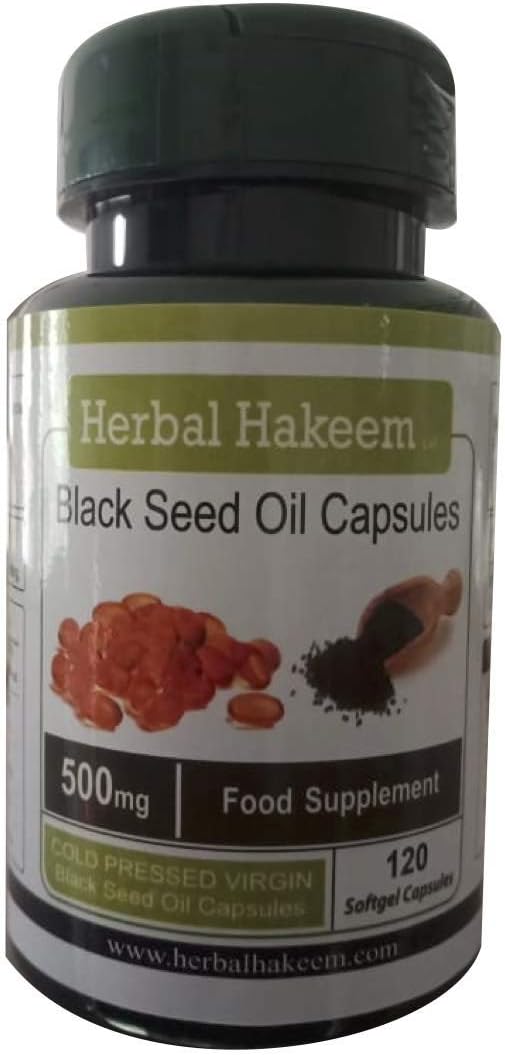 Black Seed Oil Capsules 500mg x 120 capsules (Made in the UK) - Nigella Sativa, cold pressed